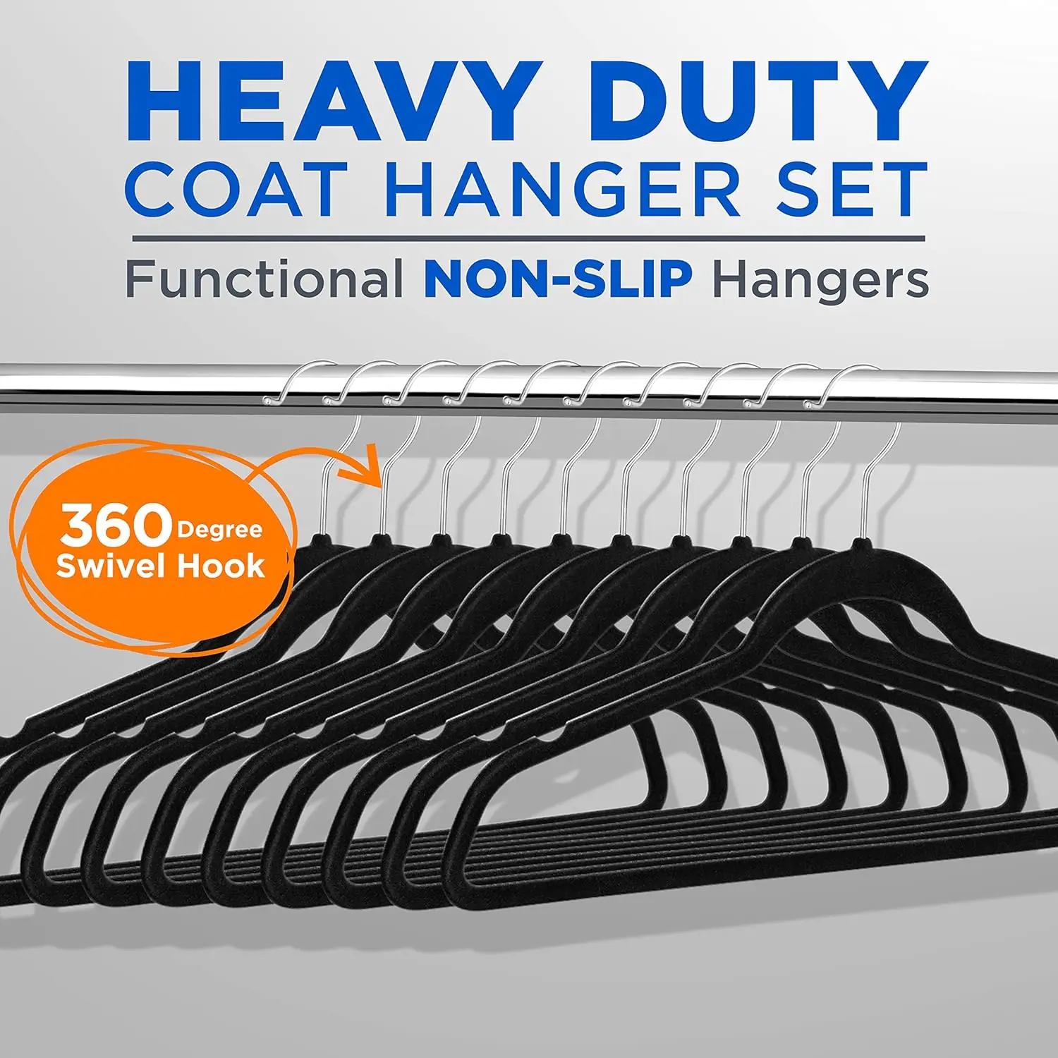 Velvet Hangers 100 Pcs, Non-Slip Heavy Duty Hanger Set, Durable with 360° Swivel Hook, Smooth Velvet Finish to Protect Fabric