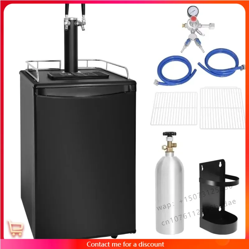 SucceBuy 152L Stainless Steel Beer Kegerator Draft Beer Dispenser Adjustable Faucet Regulator Keg Refrigerator Dual Tap for
