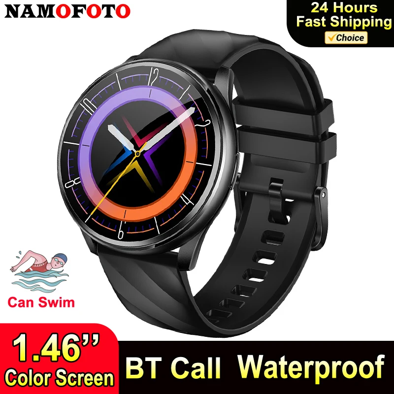 

1ATM Swim Waterproof Smartwatch 1.46'' Men Women Fashion Wrist Clock Sport Modes Bluetooth Call Wristwatch DIY Dial Smart Watch