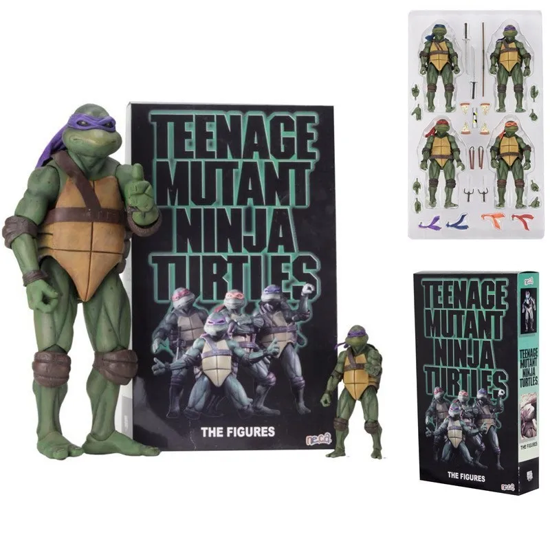 Neca 1990 Teenage Mutant Ninja Turtle 2018 SDCC Limited 4pcs Set 7 Inch Movable Action Figures Statues Model Doll Gifts