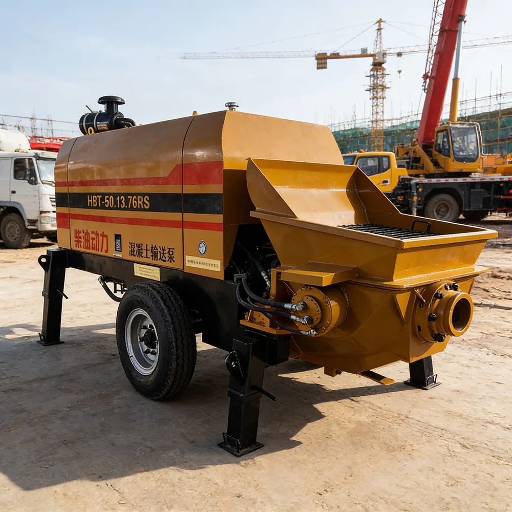 Portable Trailer Concrete Pump,Diesel Engine,For Mountain Construction,Dustproof Design,High Env Adaptability