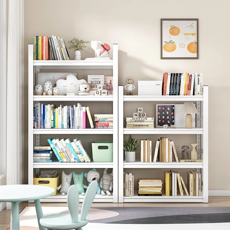 

Bookshelf, floor, shelf, multi-layer, integrated, against the wall, household, wrought iron, storage, bookcase, children, simple