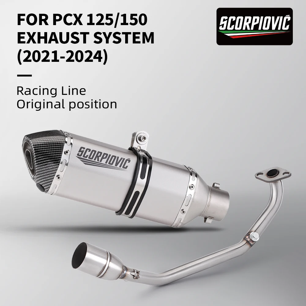 

PCX125/150 PCX150 51 мм выхлопная труба мотоцикла, высокопроизводительный комплект выхлопной передней выхлопной трубы 2021-2024