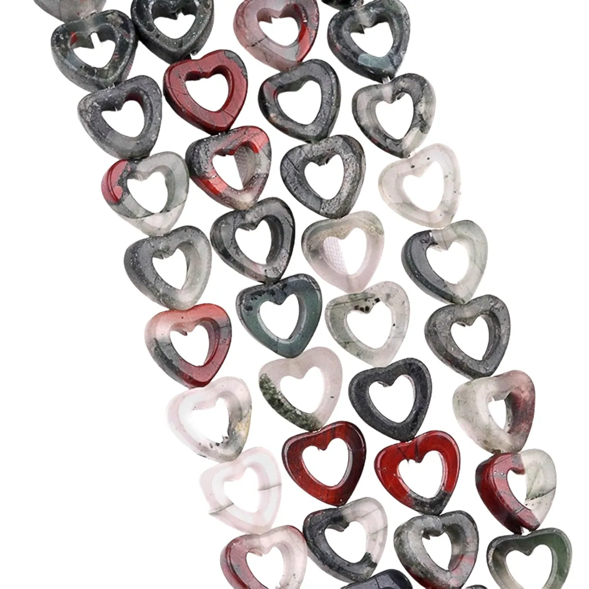 

Bloodstone 10MM Hollow Heart Shape Gemstone Beads for DIY Making Jewelry Natural Lucky Love Stone 18PCS&20CM