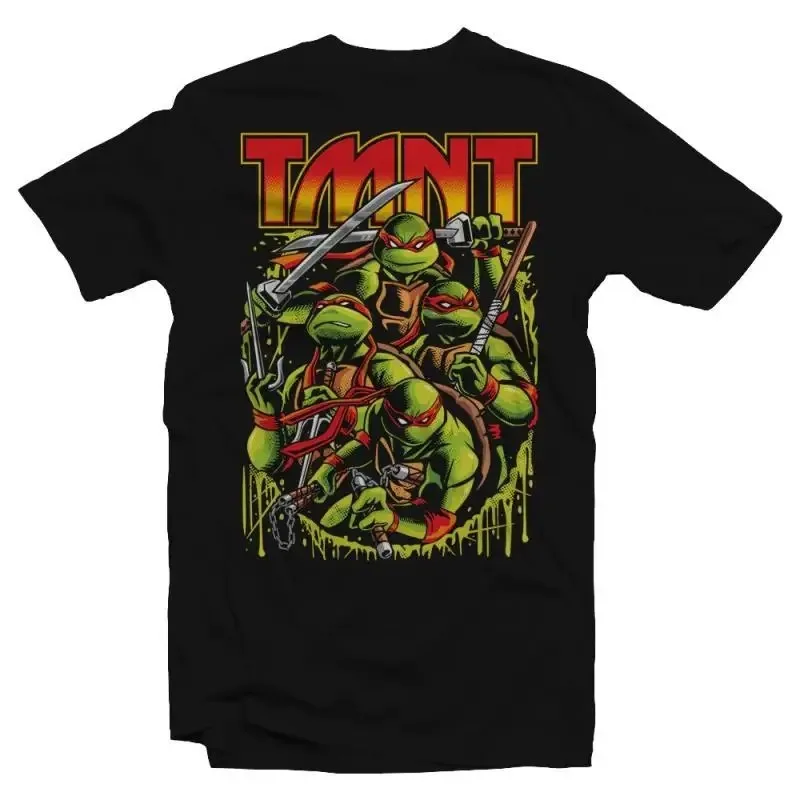 Teenage Mutant Ninja Turtles 2026 Summer Men's 3D Printed T-shirt Street Wear Black Pattern T-shirt All Crew Design Graphic Tee
