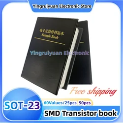 SOT-23 SMD 트랜지스터 3 극관 키트, 60Valuesx2 5/50 개, 일반적으로 조립 된 샘플 북 칩 3 극관 북