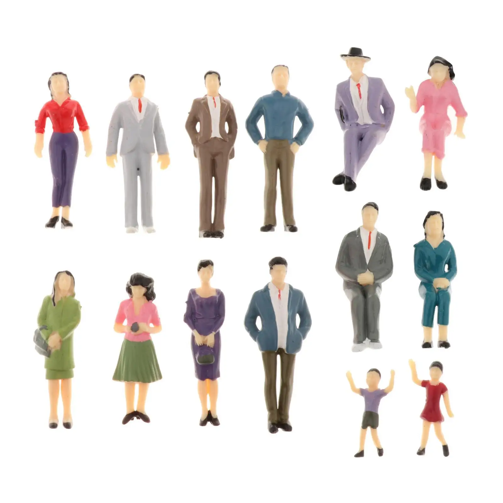Miniature Figurines 1 25 Scale Model Train People G Scale 14pcs Painted Plastic Little Diorama People Figures for Architectural