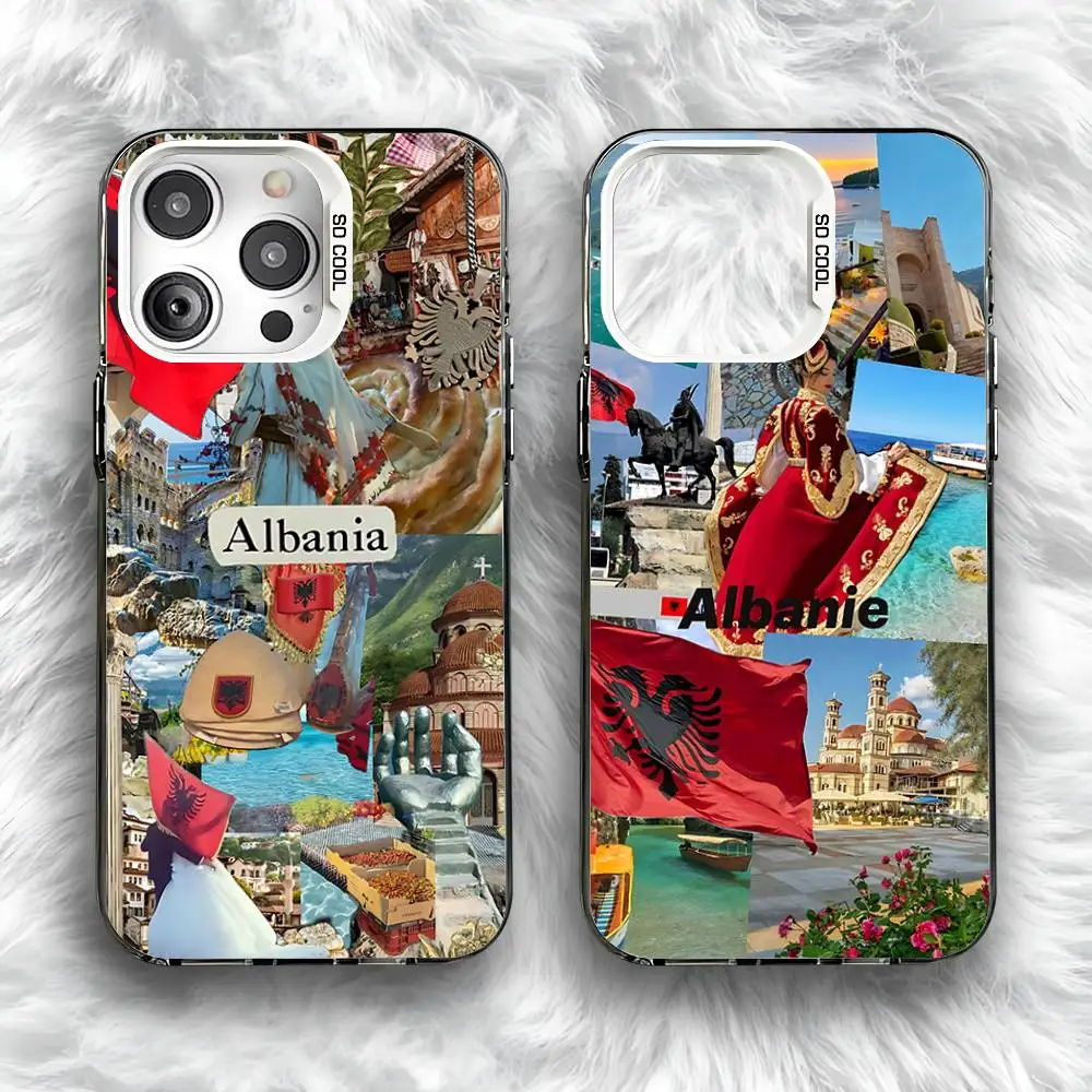 

Albania Flag Vibes Phone Case For iPhone 16,15,14,13,12,11,Pro,Max,Plus,Mini,SE Anti Fall Gray White Matte Hard Bumper