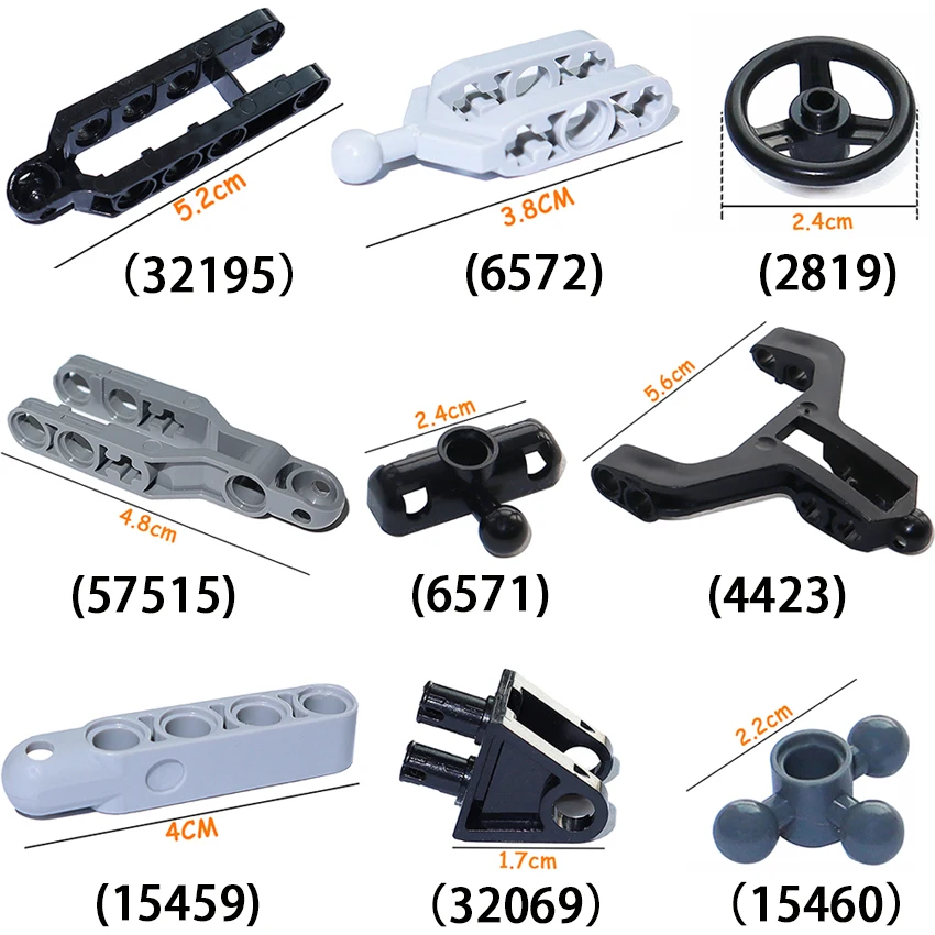 Technical Steering Arm MOC Building Blocks 32195 6572 2819 57515 6571 4423 15459 32069 15460 DIY Car Accessories Bricks Toys