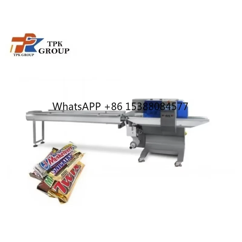 Professional Candy Packaging Pillow Type Packing Tea Three-servo Drives Multi-functional Chocolate bar Pillow Packaging Machine