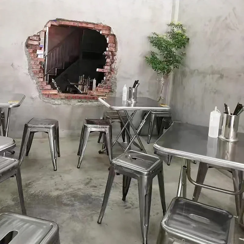 

Industrial style snack bar barbecue shop table and chair combination