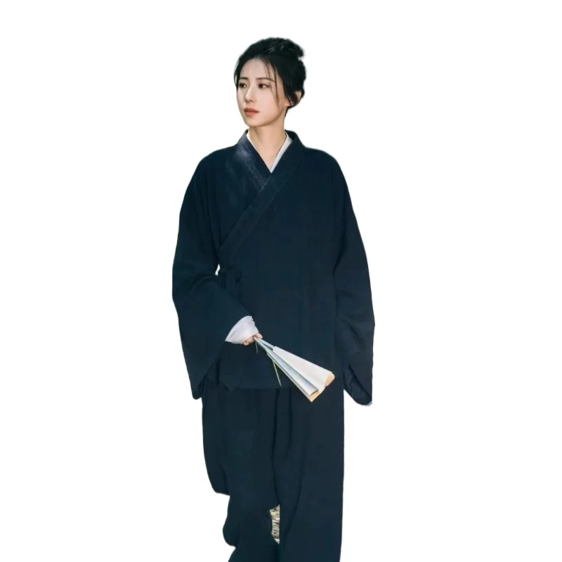 

Chinese style men's and women's three clear collar robes with wide sleeves