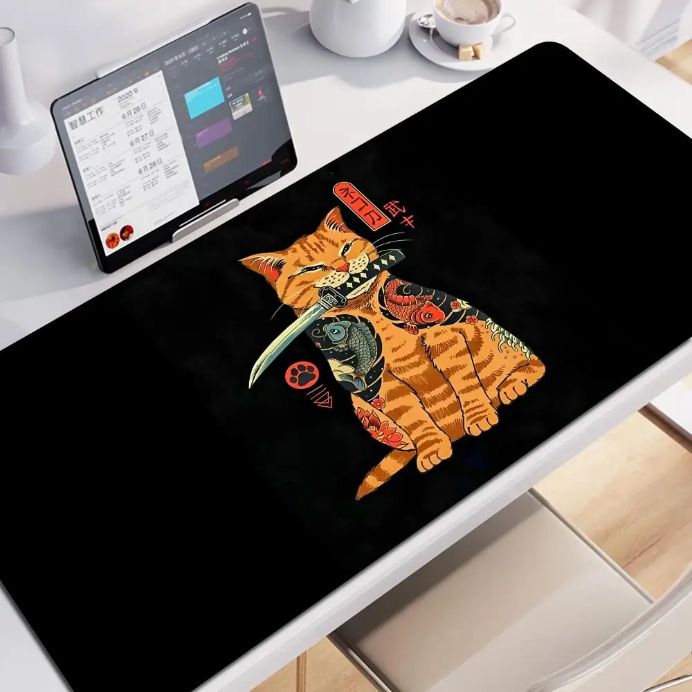

Gaming Mouse Pad Japanese Cat HD Print Large Mousepad XXL Simple Desk Mat For Gamer Desktop Decoration Lock Edge Big Mause Mats