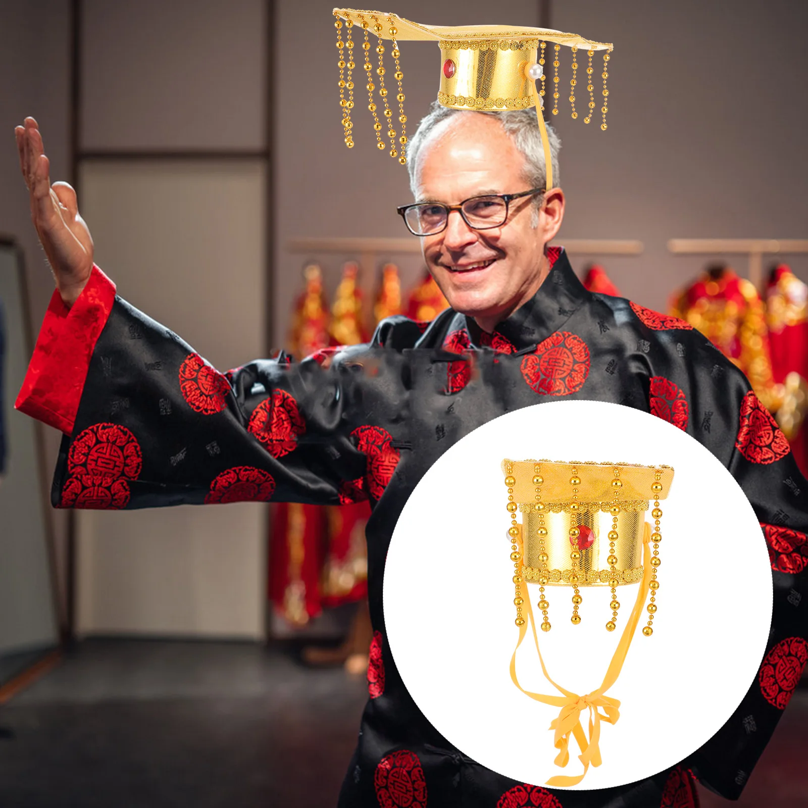 

Chinese Emperor Cosplay Hat Treasure Elegance Nobility Versatile Use Exquisite Craftsmanship Unique Gift