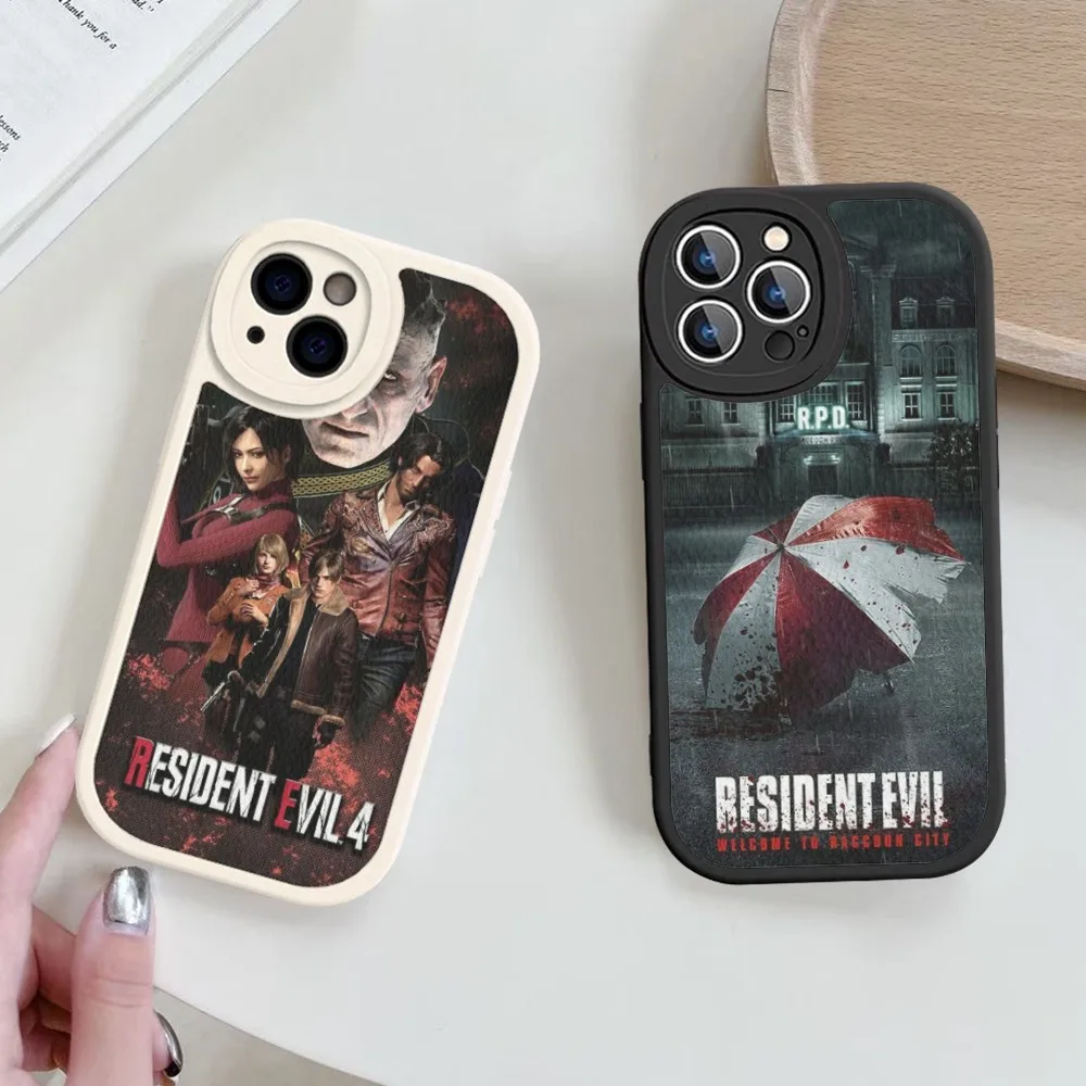 R-resident Game E-evil Phone Case Hard Leather For IPhone 16 15 14 13 12 Mini 11 14 Pro Max Xs X Xr 7 8 Plus Fundas