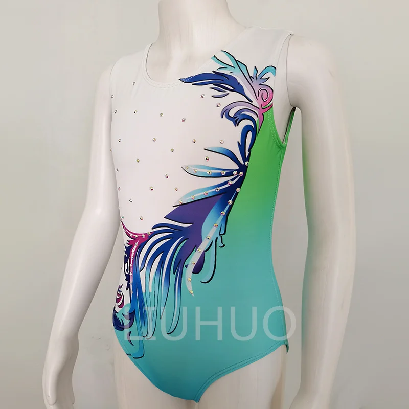 Manufacturers Custom Artistic Gymnastics Leotard White Color Gymnastics Suit Swimsuit Children Summer Competitive costum