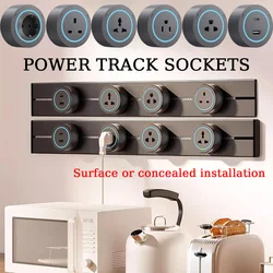 Rail Track Socket UK EU US Standard Ronde verwijderbare adapterstekker Home Kitchen Meeting Wandgemonteerd stopcontact met USB