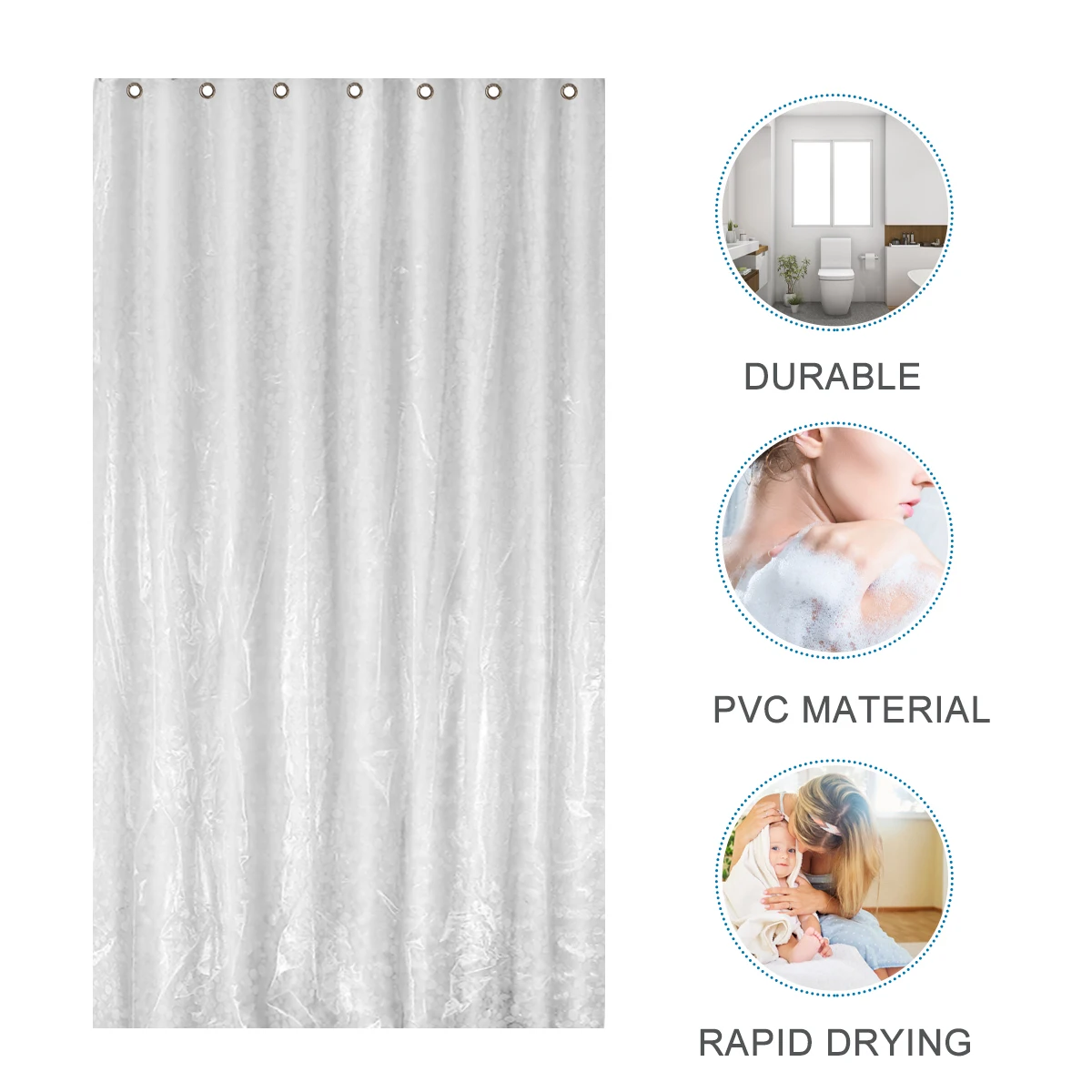 

1pc Waterproof Shower Curtain Cobblestone Pattern Pvc Bath Curtain Liner Rust-Resistant Grommets Luxury Household