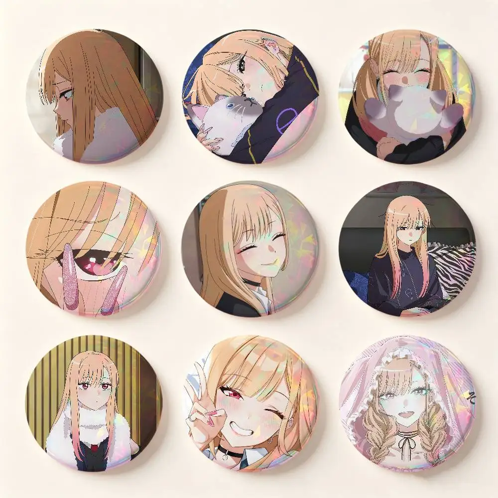 Cute Cartoon Girl Marin Kitagawa Badges Button Round Creative Pin Brooch Badge Bag Decor Accessories Fans Collect Friends Gifts