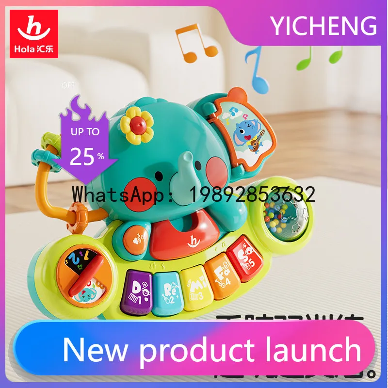 

Музыкальная игрушка-пианино для малышей в виде слона, ручной колокольчик, электронная клавиатура для раннего развития