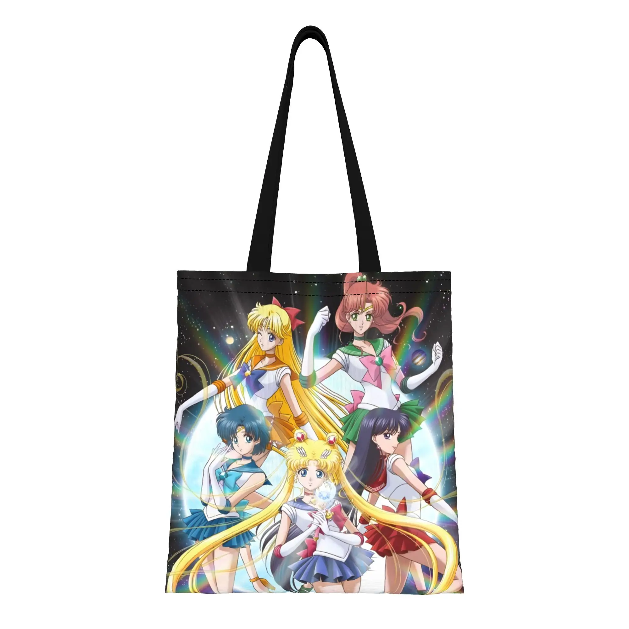 1PC Sailor Moon Team Canvas Tote Bag Sailor Moon Canvas Tote Bag Perfect for Shopping Grocery Travel & Outdoor