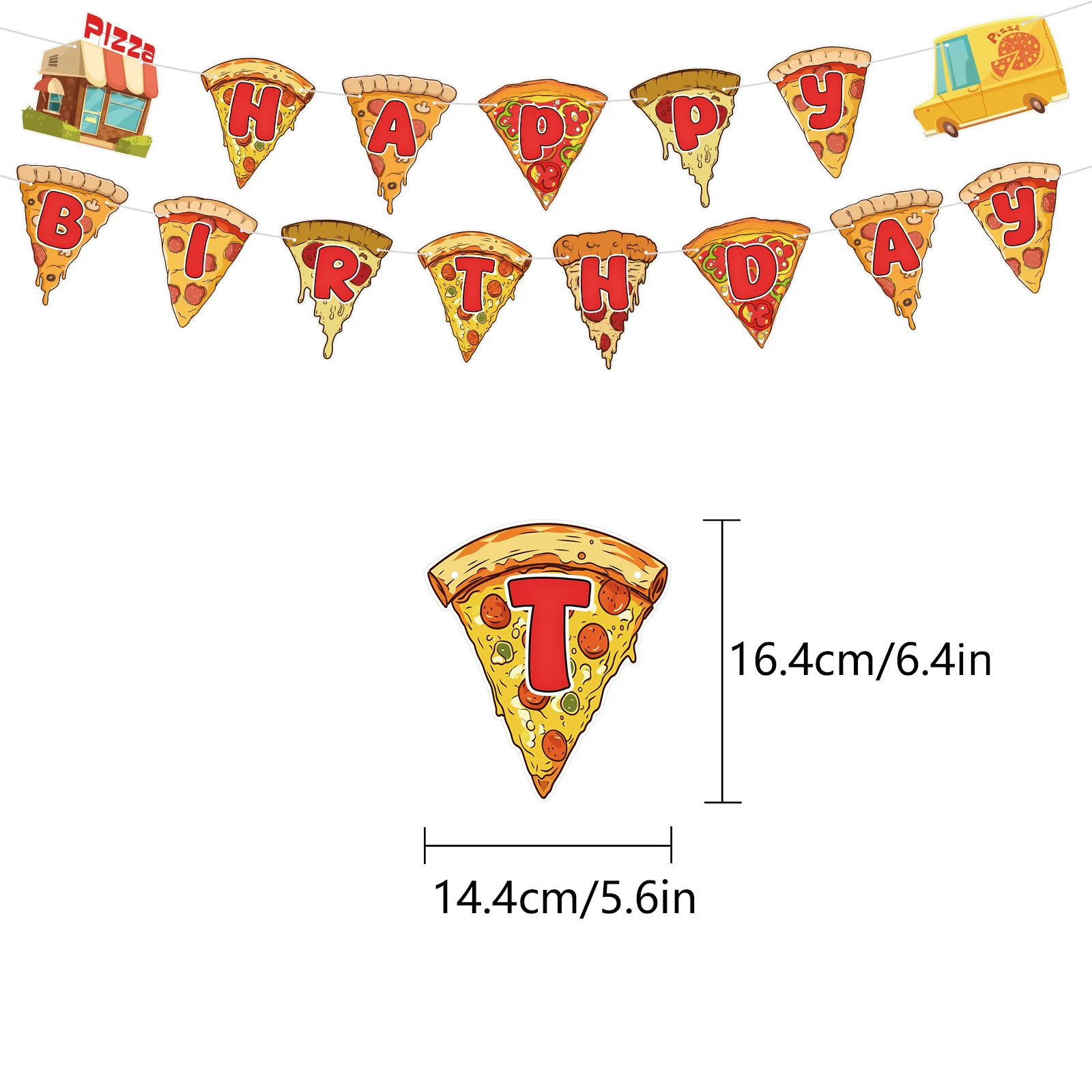 Pizza Themed Birthday Decorations Pizza Banner Garland Cake Toppers and Balloons Set for Boys Girls Birthday Party Supplies