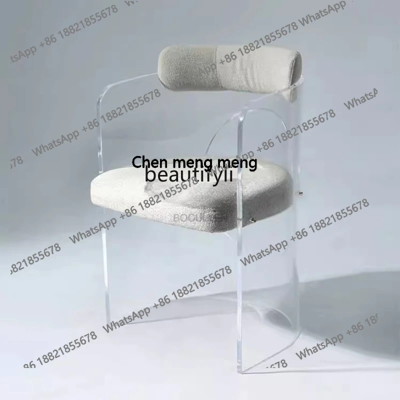 

Transparent acrylic chair is simple, bedroom dressing chair coffee bar, light luxury makeup, casual back chair H H