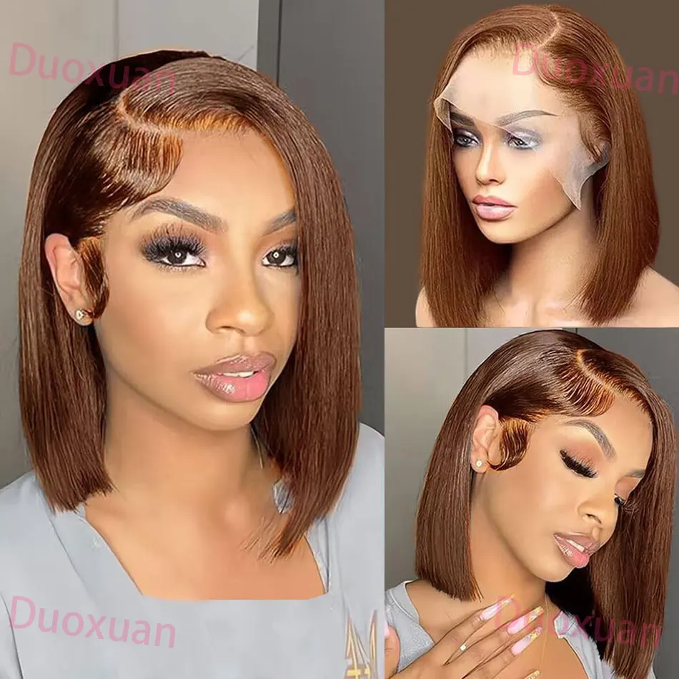 # 4 الشوكولاته براون بوب شعر مستعار شعر الإنسان مستقيم 13x4 Hd الدانتيل شعر مستعار أمامي 200% الكثافة قصيرة براون شعر مستعار 2x6 4x4 5x5 الدانتيل إغلاق شعر مستعار