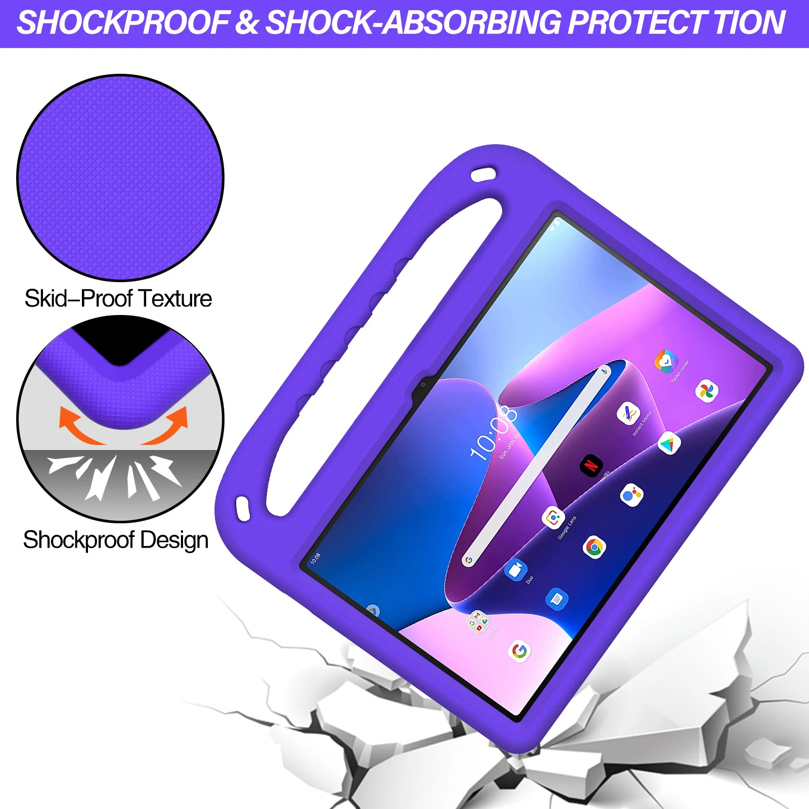 EVA Stand Case For Lenovo Tab P12 M11 2023 M10 Plus 3rd Gen TB-125FU P10 K10 P11 Gen2 Pro Plus Shockproof Cover With Hand Holder