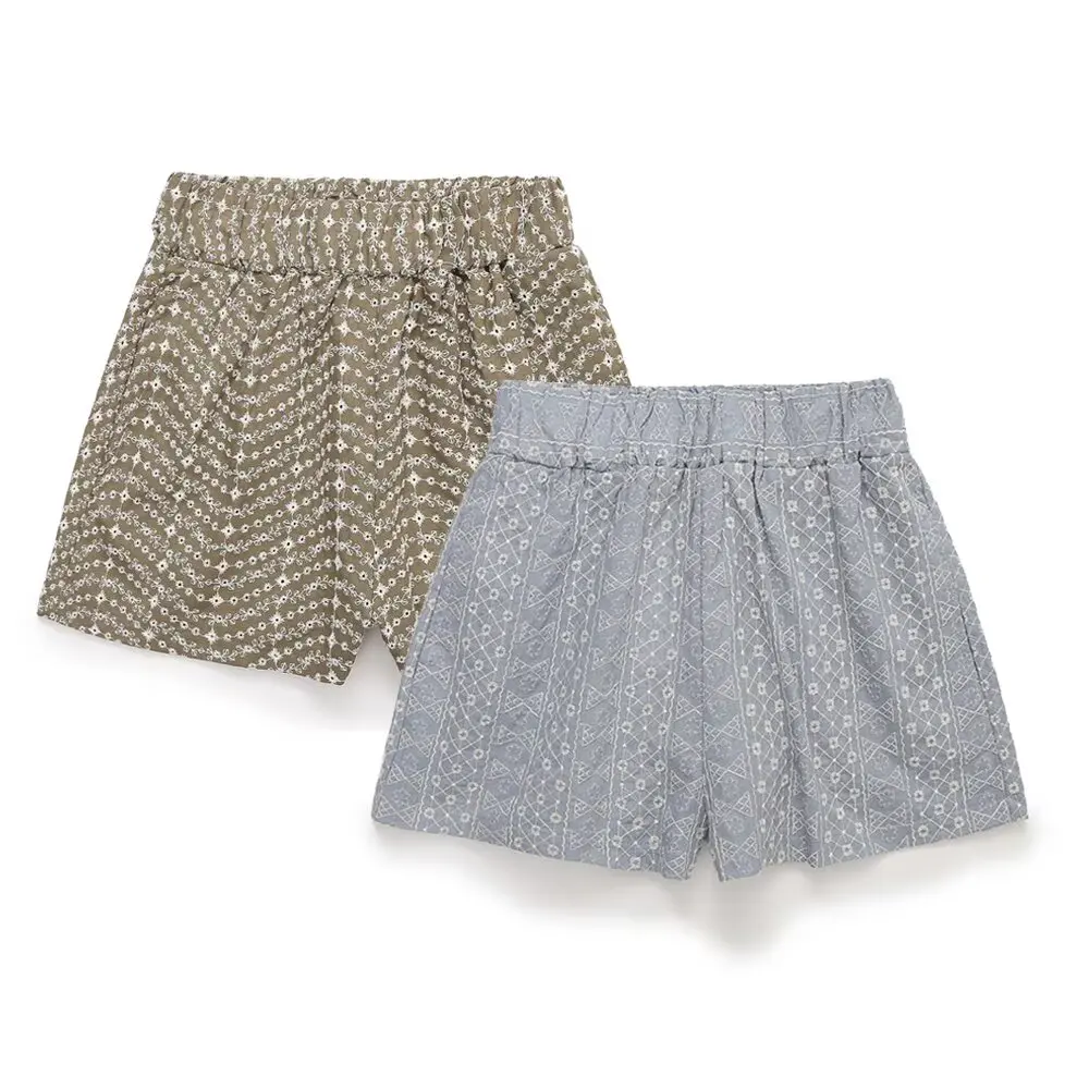 

Women's 2025 New Fashion Side Pocket Decoration Casual Versatile Hollow Embroidery Shorts Retro Elastic Waist Women's Shorts