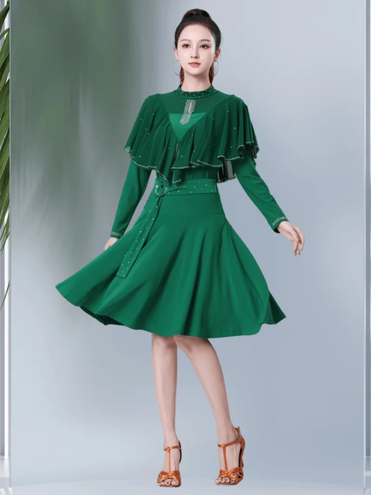 

High Waist Ballroom Dance Competition Women's Skirts Dancewear Latin Slim Fit Standard Clothes For Girls Luxury Waltz Skirt