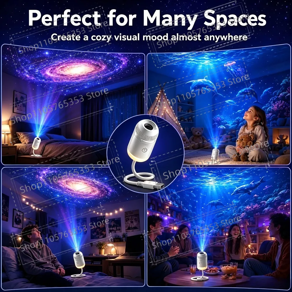 USB Starry Sky Projector Lamp Vehicle Home Decoration,360 Rotating Adjustable Brightness Touch Control 2in1 Light&Star Projector