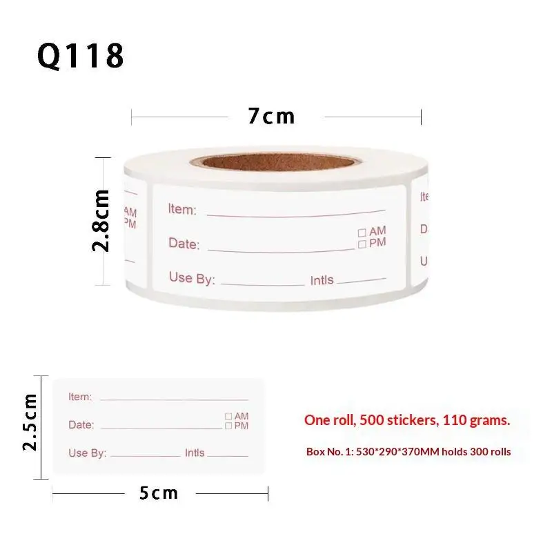 Kitchen Refrigerator Label Stickers 500Pcs/Roll No Residue Tearable Tags for Freezer Food Storage Content Marking