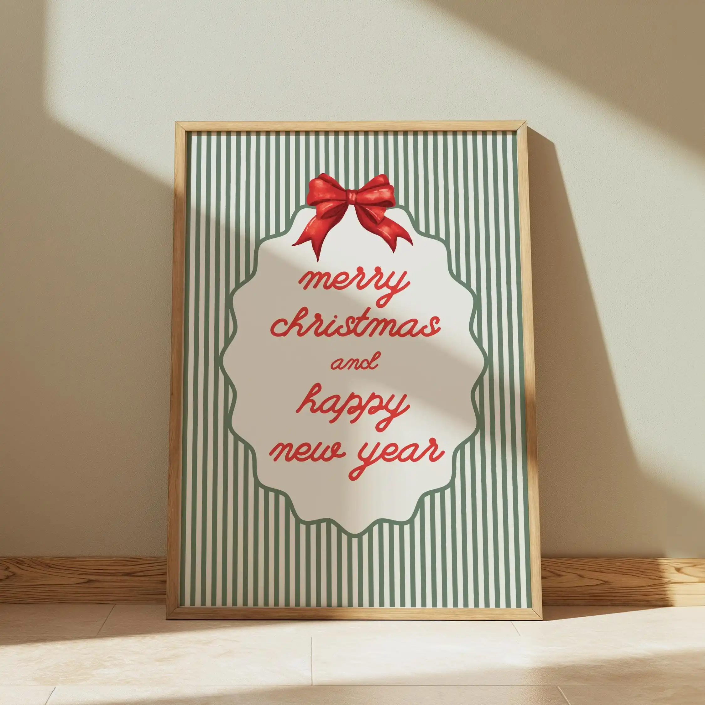 1pc Modern Merry Christmas Stripe Wall Art Poster Unframed Minimalist Holiday Home Decor Poster for Living Room & Bedroom Decor
