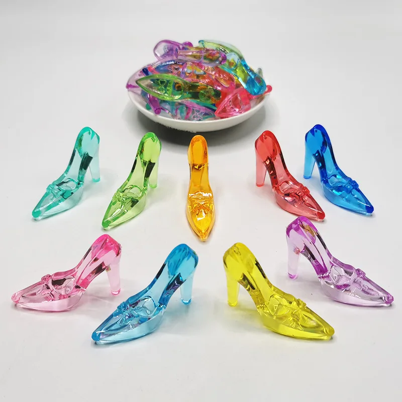 

Camal 10pcs Colorful High Heel Shaped Princess Shoes Acrylic DIY Ornament Amusement Park Children's Cartoon Toy Gemstone Decor