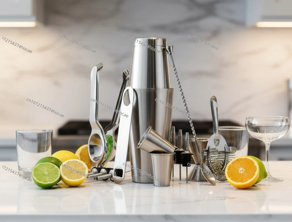 Complete Bar Tools Set 16Pcs Stainless Steel Bartender Kit With Recipe Book For Home And Restaurant Use