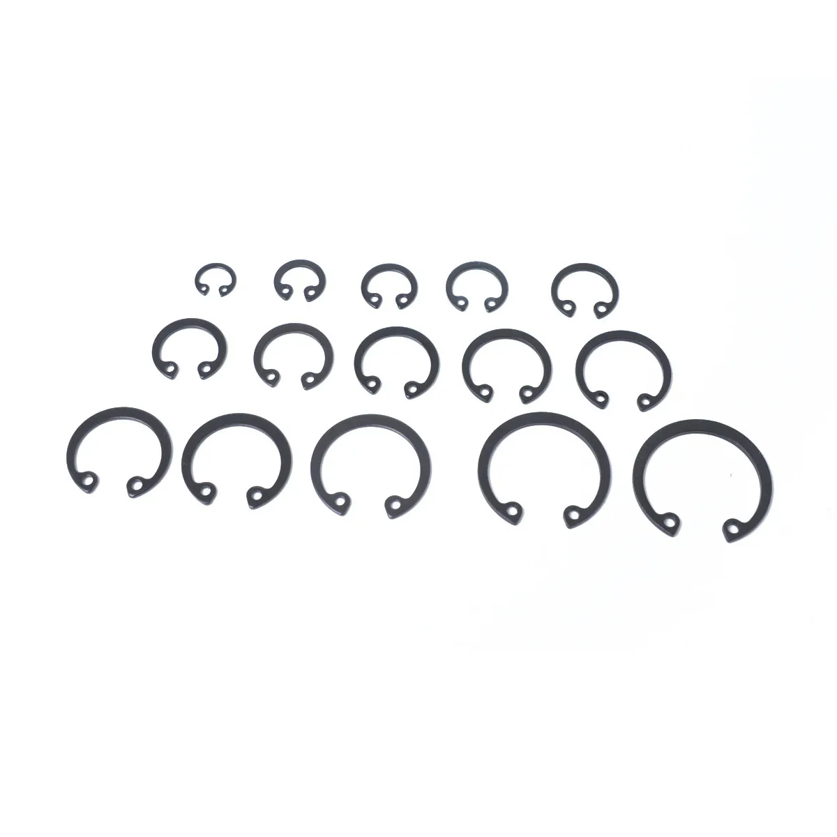 180pcs Spring Steel 15 Sizes Black Oxide Finish For Automotive Industrial Machinery Hardware Tool Box Snap Ring Kit