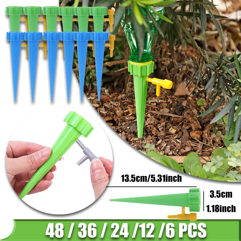 

Plant Self Watering Spikes Kit with Release Control Automatic Drip Irrigation System Garden Adjustable Auto Water Dripper Device
