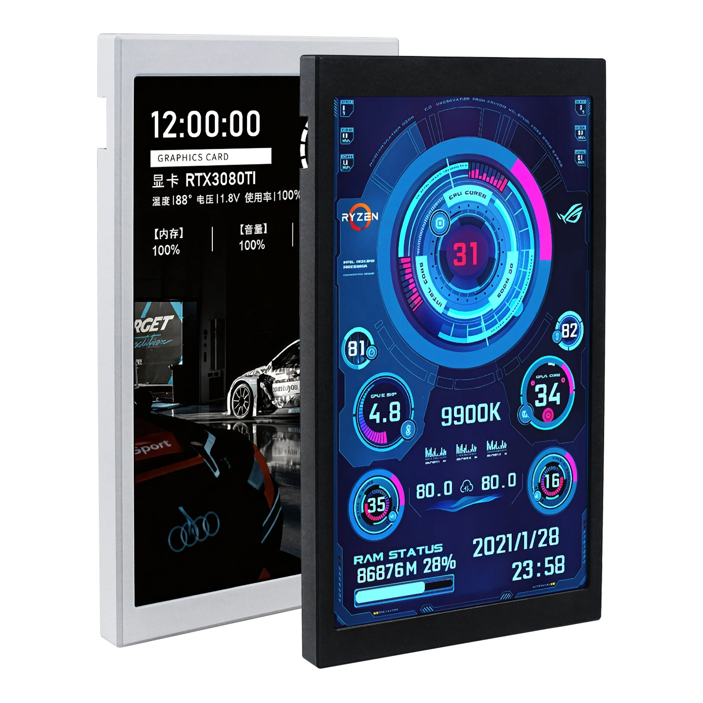 TURZX 5.2 Inch Secondary Screen USB-C Interface CPU GPU RAM Smart Screen 1280x720 Support Extend Desktop For Windows 10 11