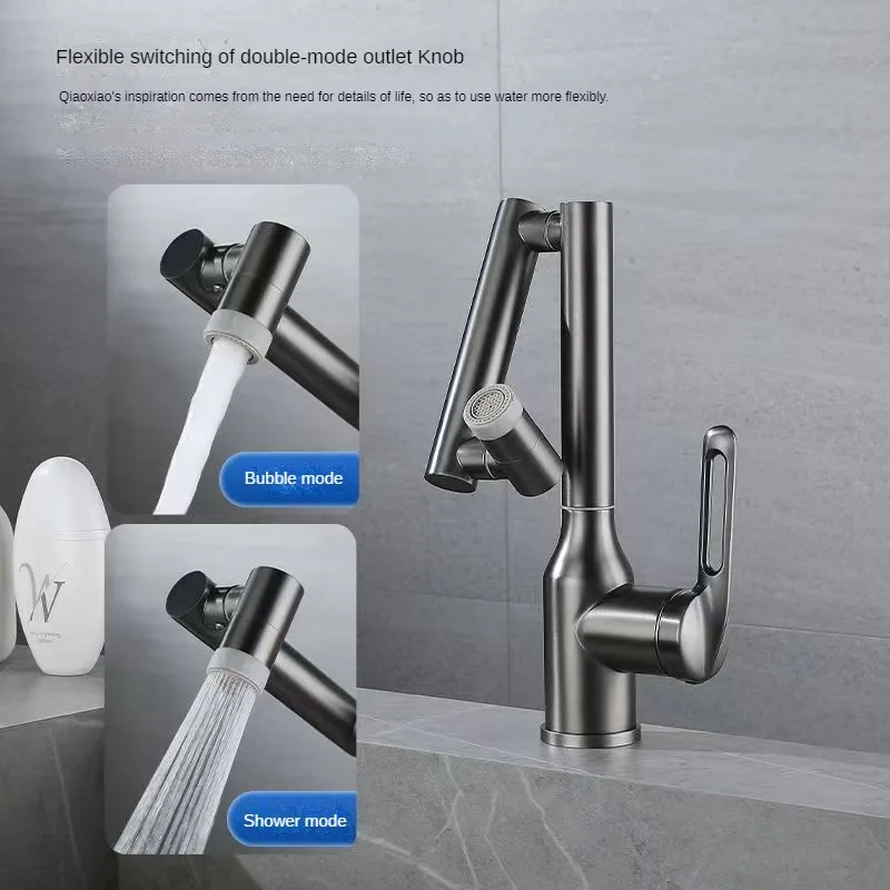 Mechanical Arm Faucet Bathroom Kitchen Sink Cold and Hot Dual Control Faucet Expandable Rotating Anti Splash Pressurized Faucet