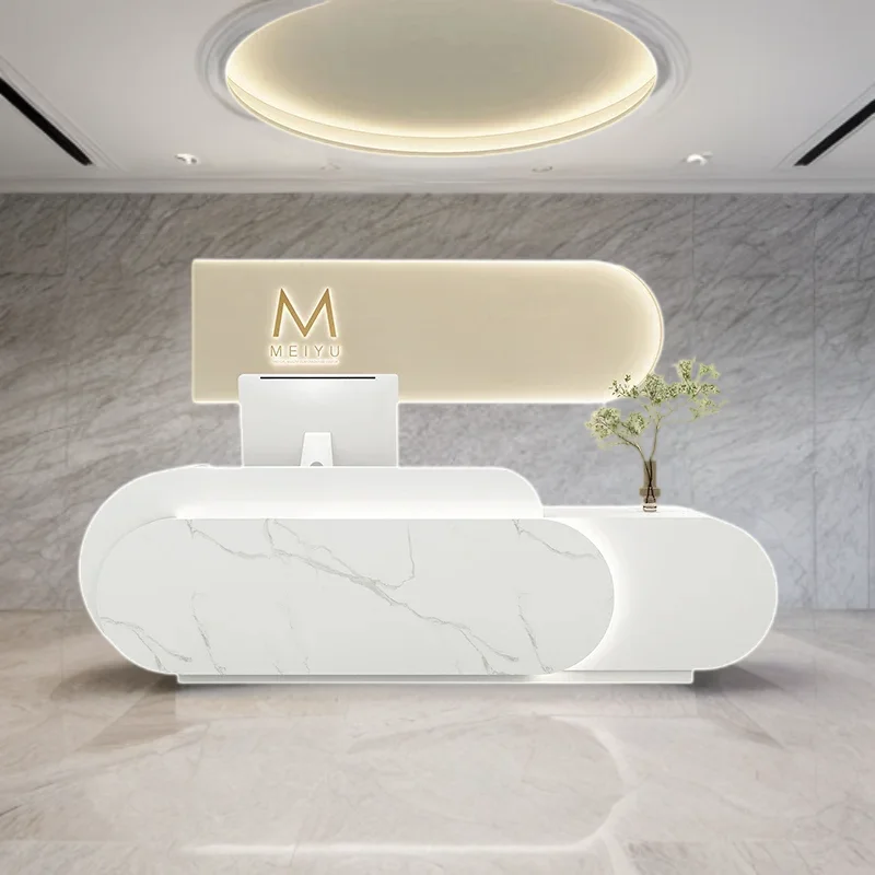 Reception Bank Counter Desk Long Entrances Tables Modern Supermarket Table Luxury Furniture Office Bar Beauty Salon Minimalist