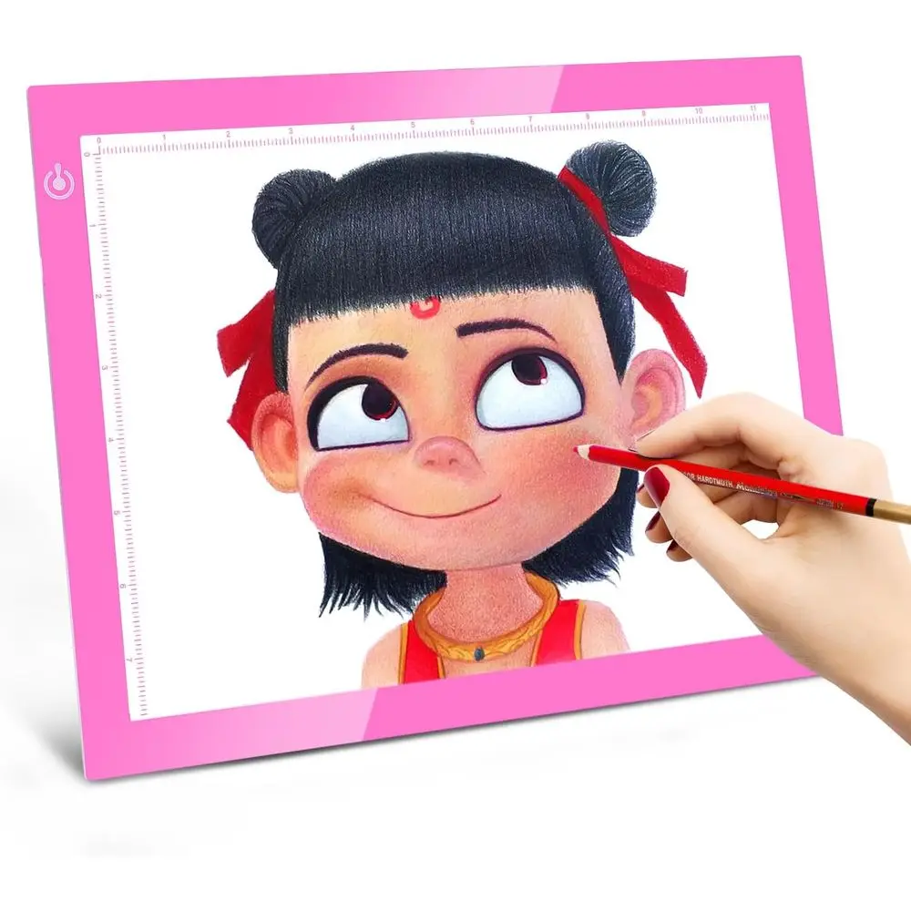

A4 LED Tracing Board - Pink Slim USB-Powered Art Light Pad for Tattoo, Sketching, Animation, and Stenciling
