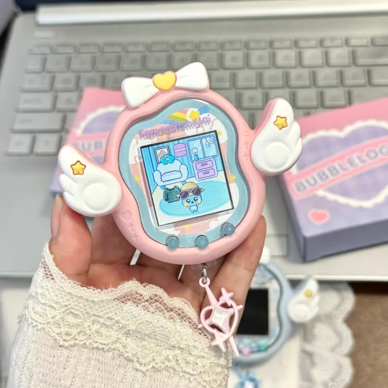 ل Tamagotchi Uni الإلكترونية الحيوانات الأليفة الملاك سيليكون الغطاء الواقي الأزرق الوردي الملاك موضوع ملصق الإلكترونية الحيوانات الأليفة ملحق هدية #2