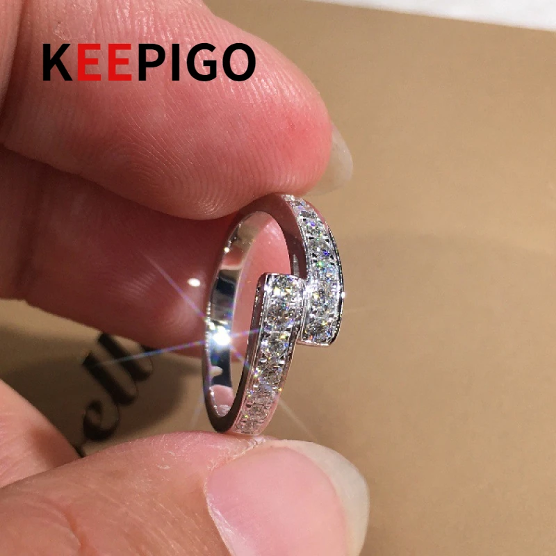 

KEEPIGO Real S925 Sterling Silver Simple Cool Trend Finger Ring For Man Women Girls Party Accessories Jewelry