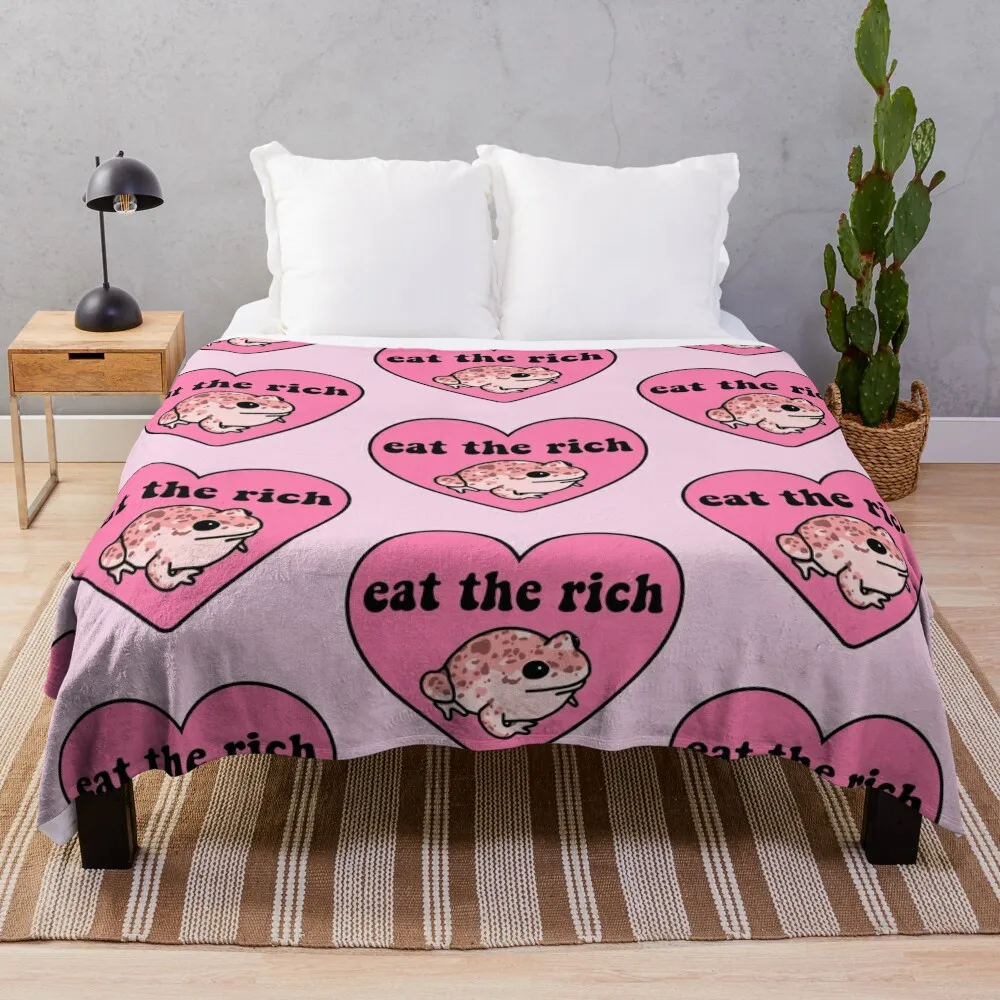 Eat The Rich Frog Throw Blanket Flannel Designers Luxury St Blankets