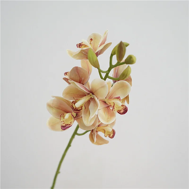 5 Stück künstliche Latex-Cymbidium-Blumen mit realistischem Haptikgefühl für Heimdekoration, Hochzeitsfeier, Cymbidium-Blumenarrangement – Detail 3