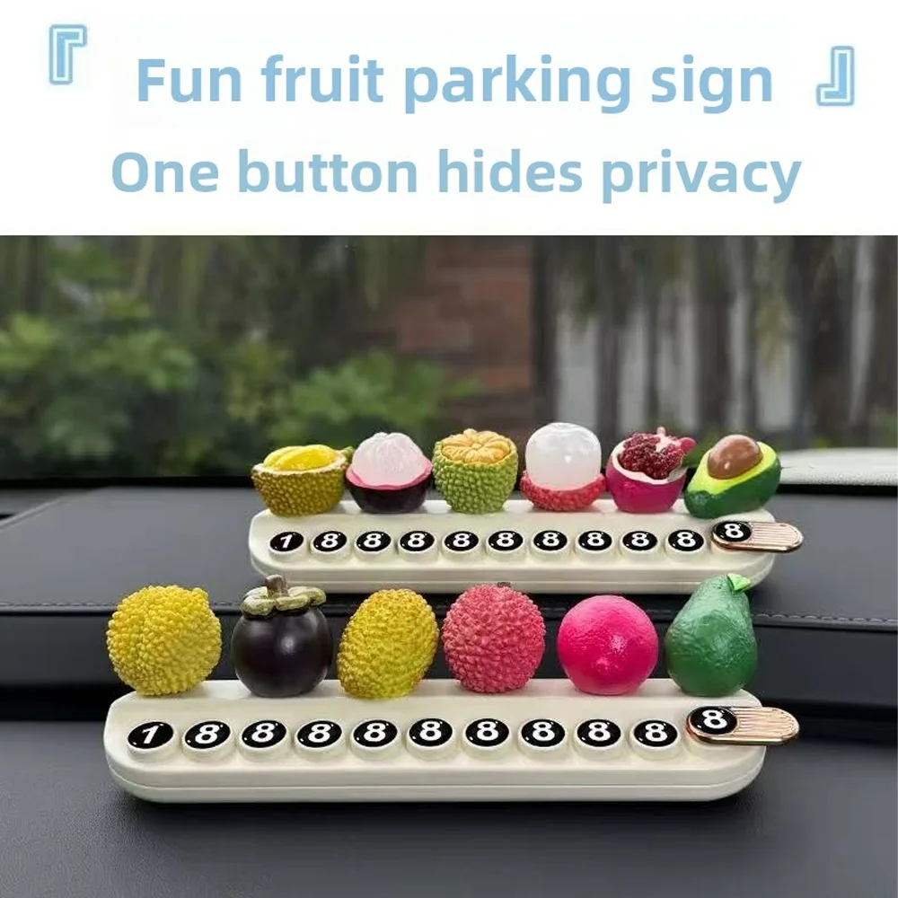 

Car Trinkets Center Console Display Mini Fruit Trinkets Rearview Mirror Decorations Cute Parking Number Plates in the Car