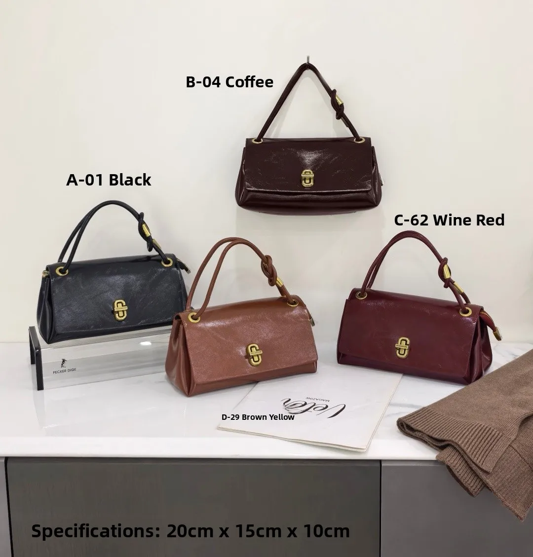 

Ele Soft Leather Crossbody Bag Women's Faion Oil Wax Lustrous Handbag Single oulder Chain Bag Versatile Casual Sle