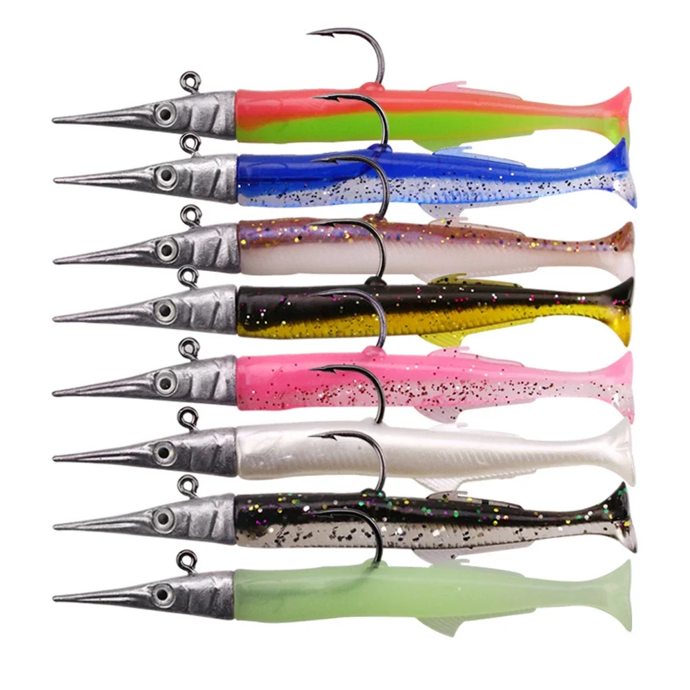 Topline Soft Silicon 11cm 14g Fishing Lures with 2 Replacement Baits Tail Multicolor Jigging Lead Head Lure Hooks Fishing Tackle