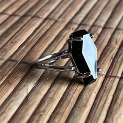 Vintge Punk Gothic Black Rhombus Zircon Rings For Women Personality Hip Hop Rings Party Jewelry Whole Sale